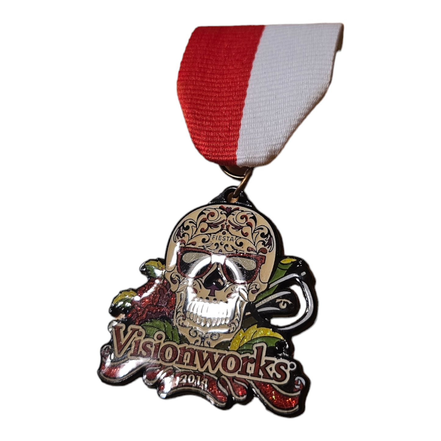 2014 Visionworks "Red Glasses Skull" Fiesta Medal