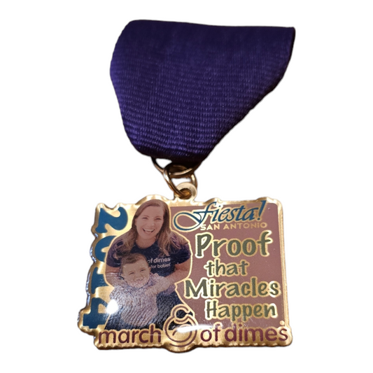 2014 March of Dimes "miracles happen" fiesta medal