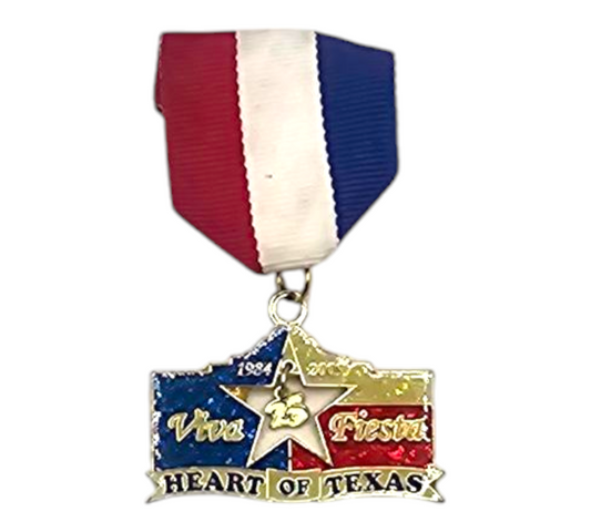 2009 Viva Texas Flag Alamo 25 heart of Texas dangle Fiesta Medal