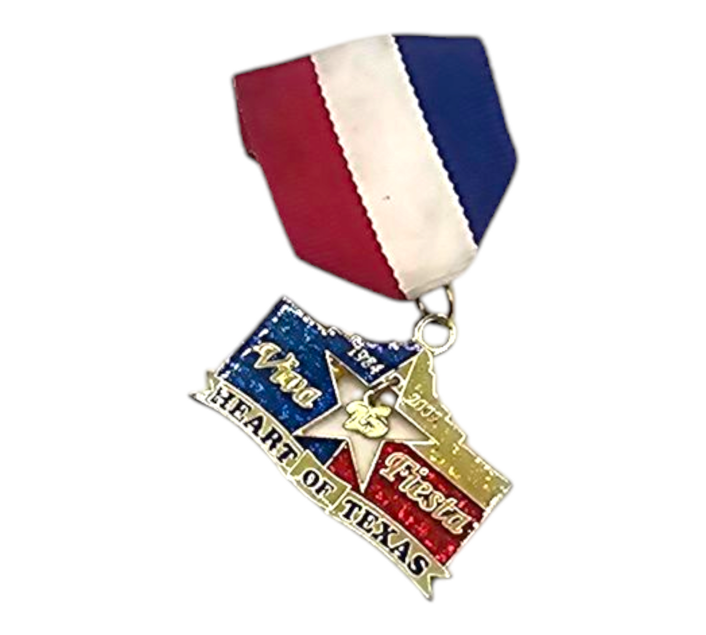 2009 Viva Texas Flag Alamo 25 heart of Texas dangle Fiesta Medal